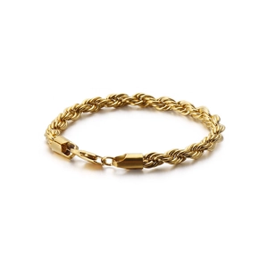 Stainless Steel Rope Chain Bracelet Hip Hop Braided Twisted Link Polished Jewelry For Men And Women Streetwear Punk Fashion