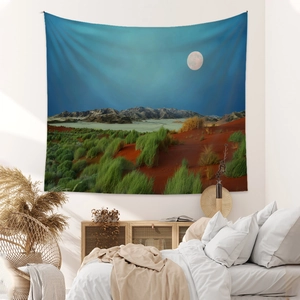Bohemian wall tapestry with desert moonlight landscape for bedroom home decor