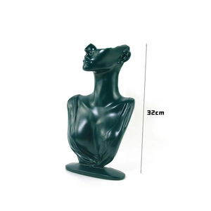 Deep green 32cm portrait jewelry bust display stand for necklaces and scarves