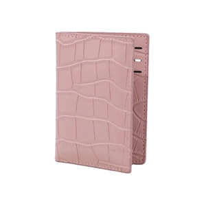 Pink crocodile pattern faux leather multi-slot card holder for women with slim design