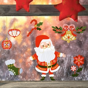 Autocollants muraux Père Noël avec cloches et chaussettes pour décoration de chambre