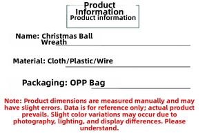 Detailed specifications of the Christmas ball wreath with red bow decoration details