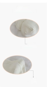 Detail view of seamless toe stitching and reinforced 3D heel on white cotton socks