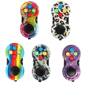 Stress relief controllers with tie-dye, leopard, rainbow, camo, and starry patterns