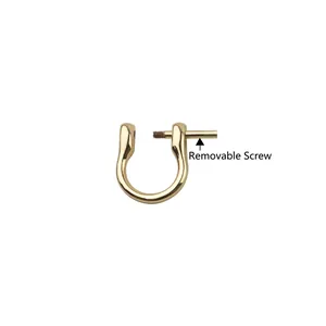 Golden D-ring horseshoe buckle with removable screw bar for handbags and keychains