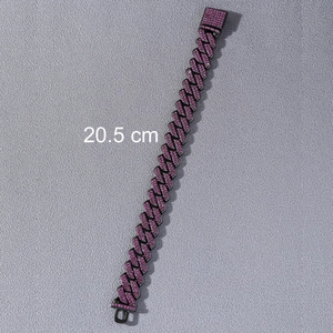 Iced-out purple rhombic Cuban chain bracelet for men with 20.5 cm length detail
