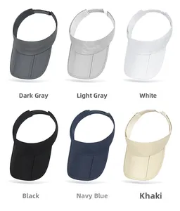 Quick-dry sun visors in dark grey, light grey, white, black, navy blue, and khaki