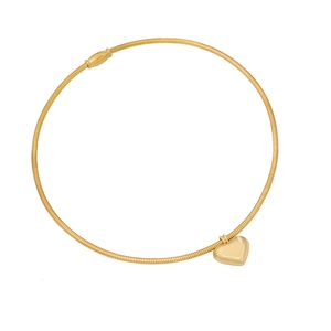 Minimalist 18K gold plated heart pendant necklace with elegant snake chain on white background