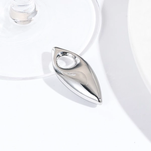 Macro view of polished silver teardrop pendant for DIY jewelry making accessories