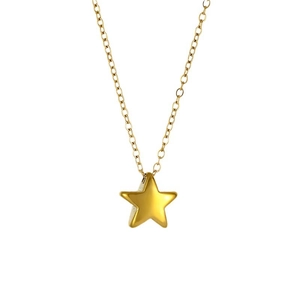 Polished 18K gold-plated titanium star pendant necklace for women in a minimalist design