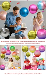 Detail of 4D round and square aluminum foil balloons for birthday party decoration