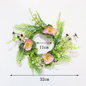 Detailed view of pink floral wreath dimensions with 11cm inner and 32cm outer diameter