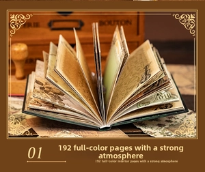 Detailed view of vintage aesthetic notebook showing full-color floral and violin illustrations
