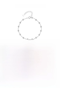 Dettaglio del bracciale a sfere in argento S925 con catena 16+3cm e chiusura a molla