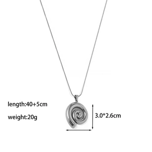 Silver spiral twisted pendant necklace with 40+5cm chain length and sleek 3.0*2.6cm design