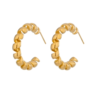 Orecchini a perno a forma di C a spirale in acciaio inossidabile placcato oro 18K