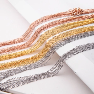 Three-color S925 silver O-chain necklaces in rose gold, gold, and silver finishes