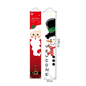 Christmas banners set with Santa and Snowman, 180x30cm festive holiday party decorations