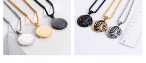 Detailed view of punk sun moon pendant with size scale and matte back texture