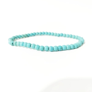Minimalist 4mm blue-green turquoise stone bead bracelet with natural veined texture
