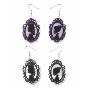 Gothic Halloween Earrings Acrylic Skeleton Ghost Bride Groom Silhouette Frame Vintage Dark Party Jewelry For Women