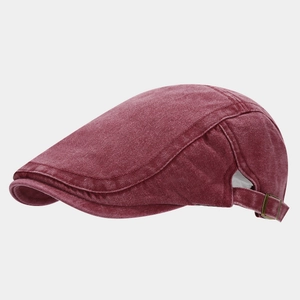Berretto vintage bordeaux in cotone lavato con fibbia in metallo regolabile stile retrò
