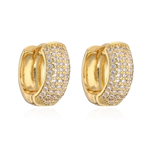 Exquisite 18K gold plated hoop earrings with micro-paved cubic zirconia stones