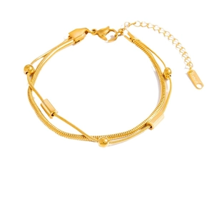 Elegant 18k gold plated stainless steel multi-layer snake chain bracelet for women