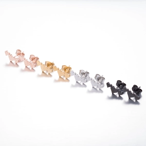 Minimalist stainless steel triple heart earrings in rose gold, gold, silver and black