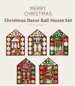 Detailed close-up of 70-piece Christmas ball set with creative festive ornaments