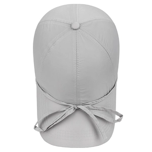 Light grey quick-dry baseball cap for women with elegant decorative ribbon bow detail