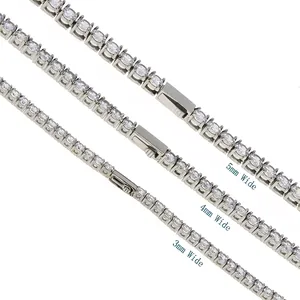 Ensemble de bracelets tennis en acier et zircon de 3mm, 4mm et 5mm de large