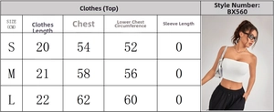 Size chart for seamless sports vest with bust and length measurements in centimeters