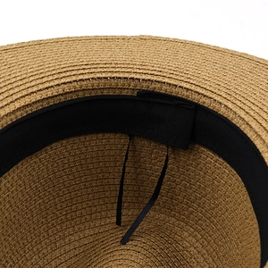 Classic straw Panama hat with internal adjustable sweatband for custom beach sun protection