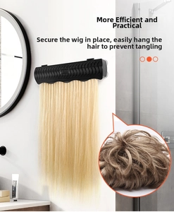 Wall-mounted hair extension holder with wavy anti-slip teeth for salon wig storage