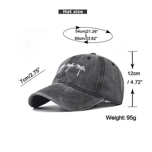 Size chart showing adjustable 54-60cm head circumference for cotton baseball cap