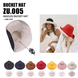Women Cotton Large Brim Reversible Bucket Hat Foldable Wide Brim Sun Protection Summer Beach Outdoor Fashion Fisherman Cap
