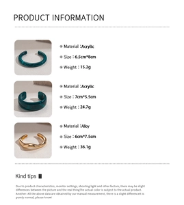 Detailed view of green acrylic marble bangles and gold irregular alloy cuff bracelets