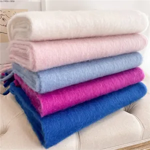 Écharpes épaisses en mohair avec de longues franges en plusieurs couleurs
