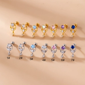 Cartilage Stud Earrings Stainless Steel Copper Zircon Double Headed Screw Back Piercing Body Jewelry Fashion For Women