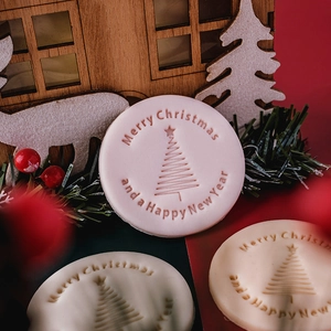 Weihnachtsbaum Ausstechformen Set für Fondant mit geprägtem Merry Christmas Schriftzug