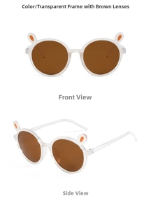 Détails de lunettes de soleil oreilles de lapin avec monture transparente et verres bruns