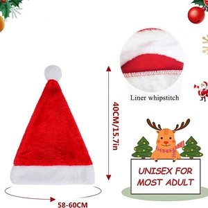Classic plush red and white Christmas hat for adults with 40cm height and unisex fit