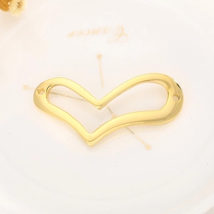 Pendentif cœur minimaliste en acier doré pour la fabrication de bijoux