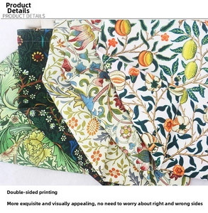 Detail of William Morris floral canvas tote bags showing high-quality double-sided printing