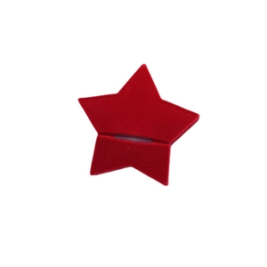 Star-shaped red velvet jewelry box for rings and earrings gift packaging on white background