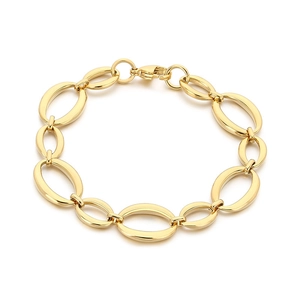 Chic gold-plated stainless steel oval link chain bracelet with lobster clasp closure