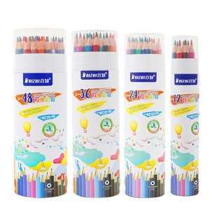 Erasable colored pencil sets in 12 to 48 colors with hexagonal barrel in buckets