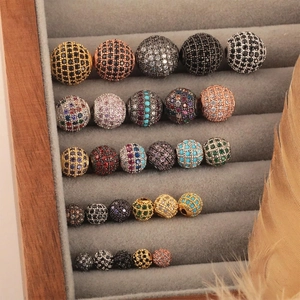 Micro Pave Zircon Round Beads Copper Spacer Beads DIY Bracelet Necklace Making Colorful Sparkly Jewelry Finding
