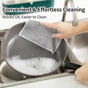 Multipurpose Steel Wire Dishwashing Cloth Non Scratch Scouring Pad For Pot Bowl Sink Cleaning Reusable Oil Free Rag